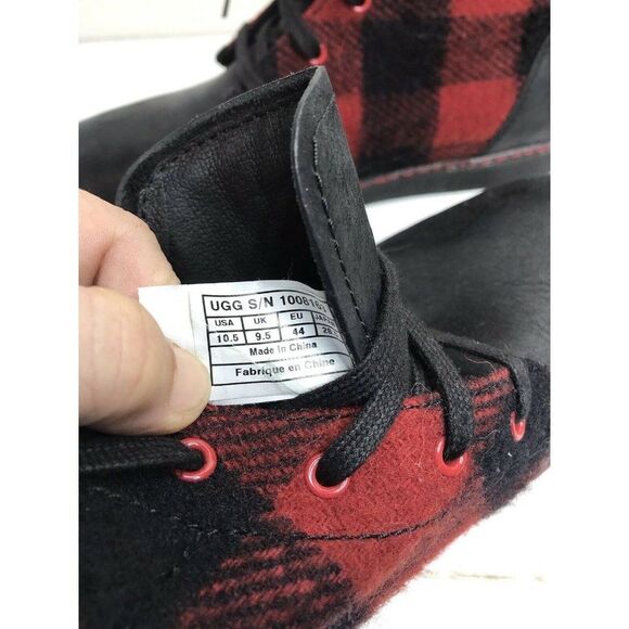 Ugg Australia Mens Alin Chukka Ankle Boot Sneakers Leather Plaid Black Red main image 6